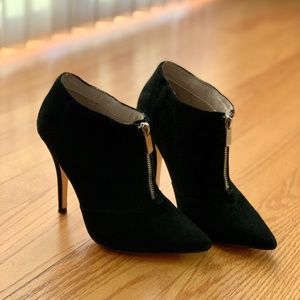 Also Suede Zipper Heels | Size 6